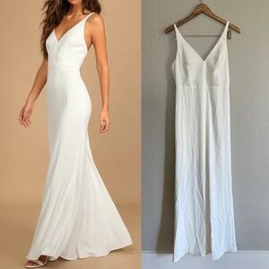 NWOT Love and Happiness White Button Back Mermaid Maxi Dress